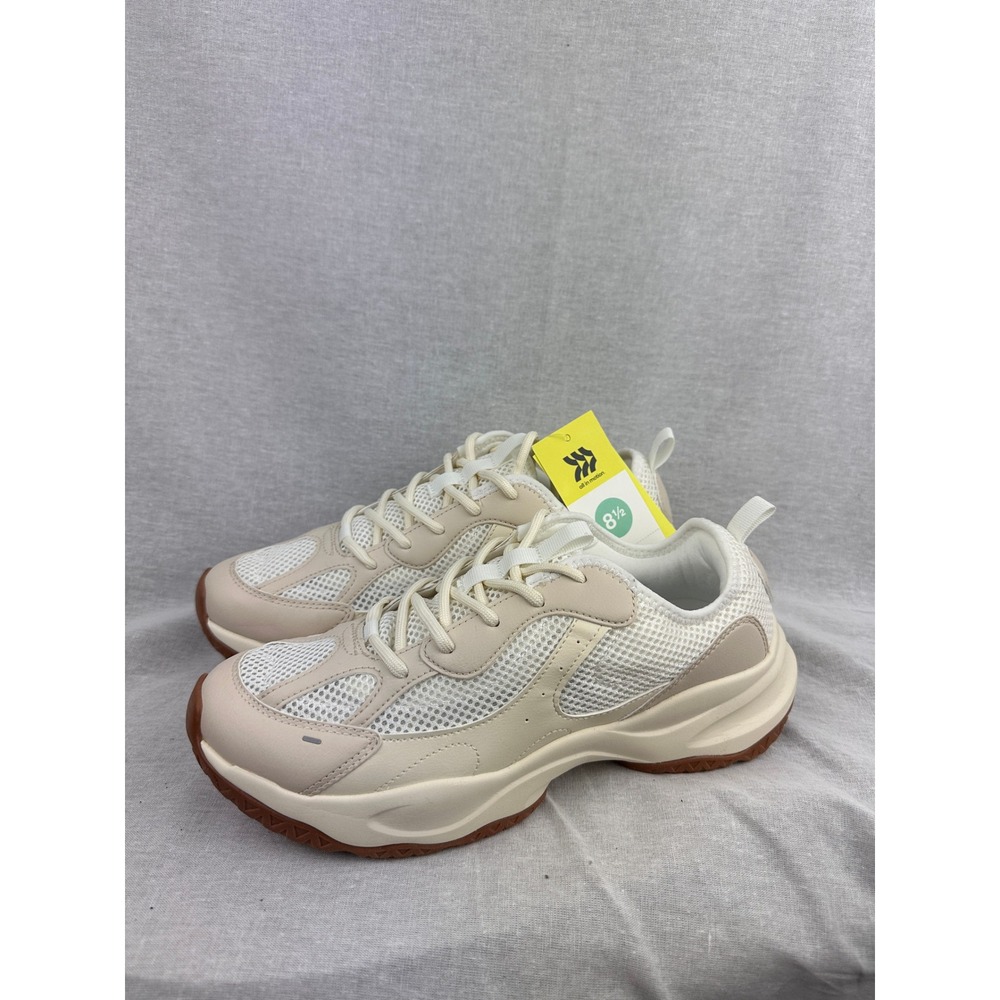 All in Motion Womens Mesh Athleticโ Sneakers Cream Beige Gum Sole Size 8.5 NEW